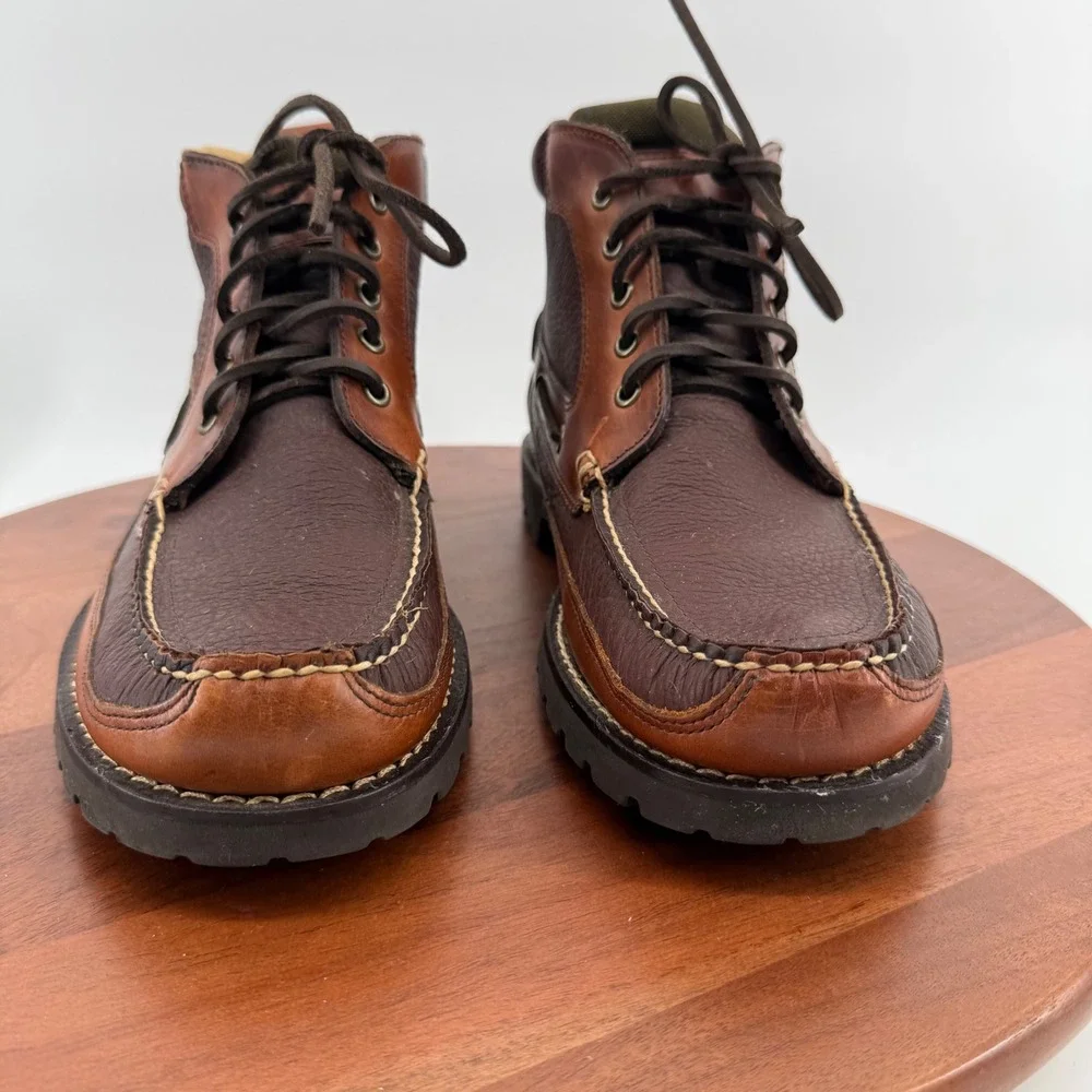 LL Bean Eastport Ranger Boots Mens 11 D Brown Leather Moc‎ Toe Lug Sole 244479